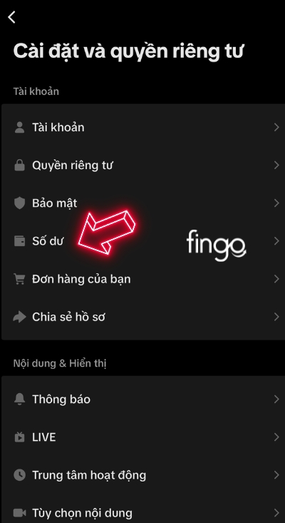 Nhấn chọn mục số dư