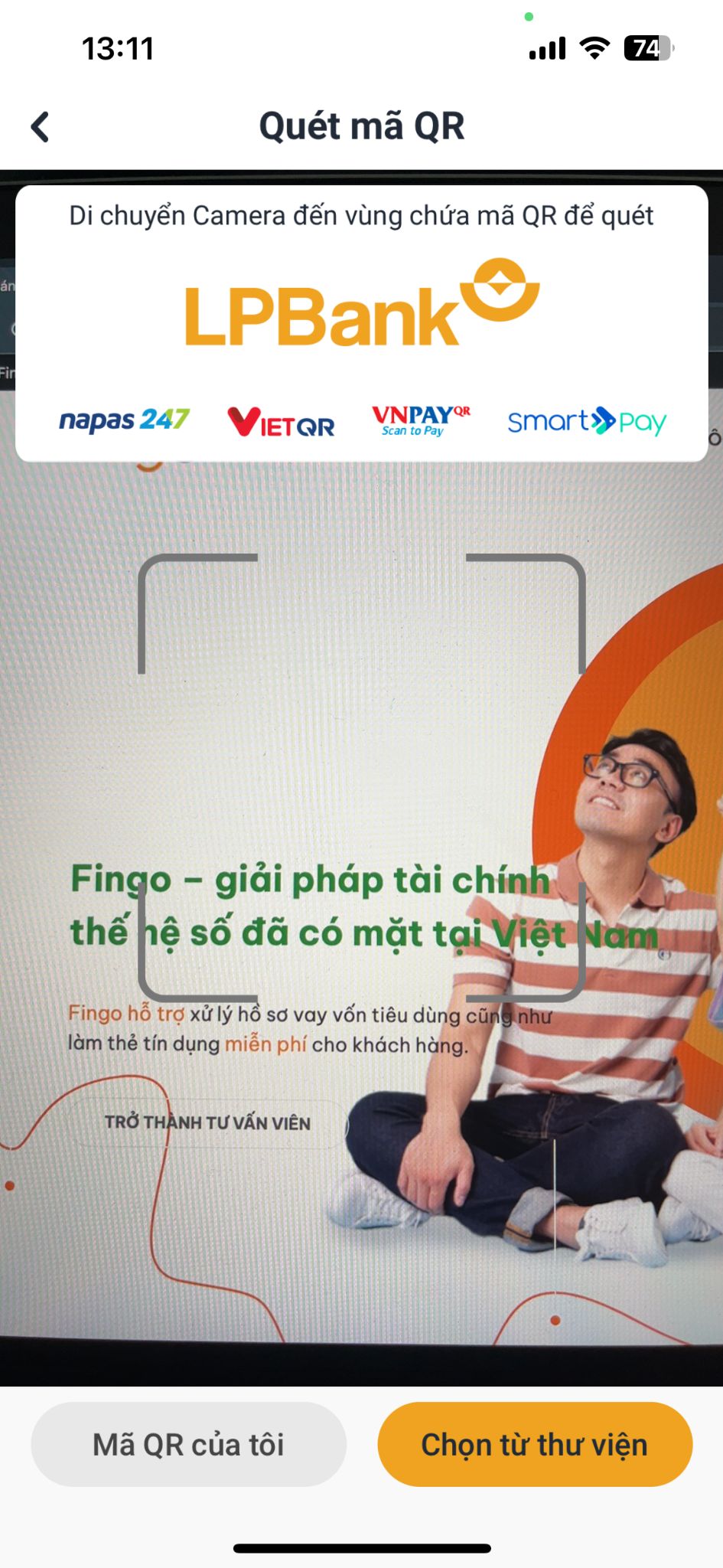Cách tạo mã QR LPBank bước 2