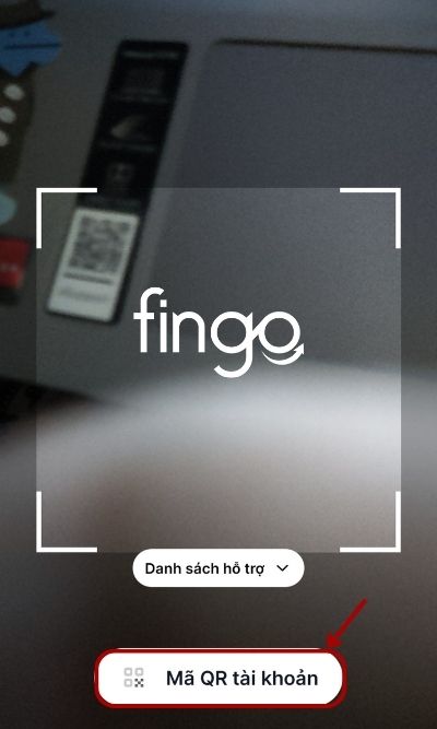 Chọn mục Mã QR tài khoản
