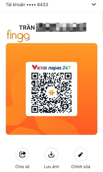 Màn hình lúc này hiển thị mã QR được tạo cùng với thông tin tài khoản và chủ tài khoản