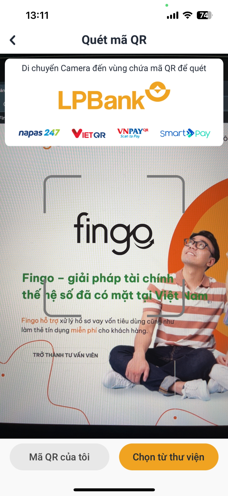 Cách thanh toán bằng mã QR LPBank bước 2