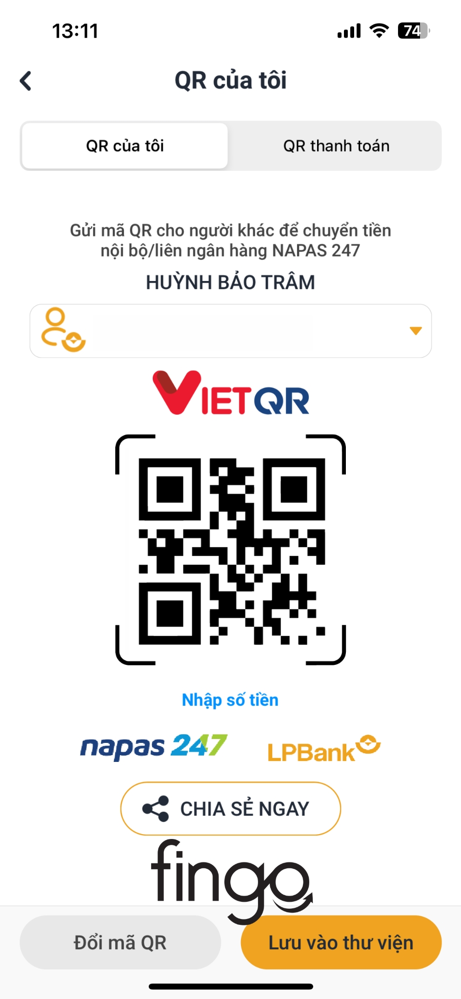Cách thanh toán bằng mã QR LPBank bước 3