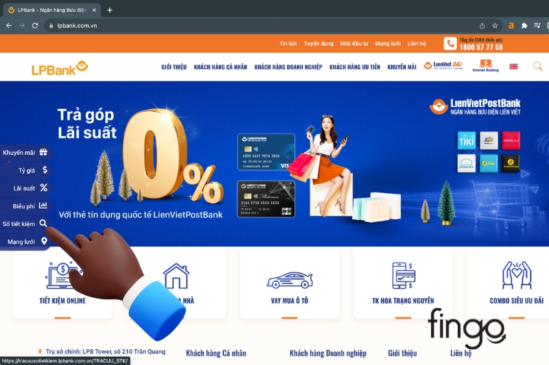 Cách tra cứu sổ tiết kiệm LPBank website bước 1
