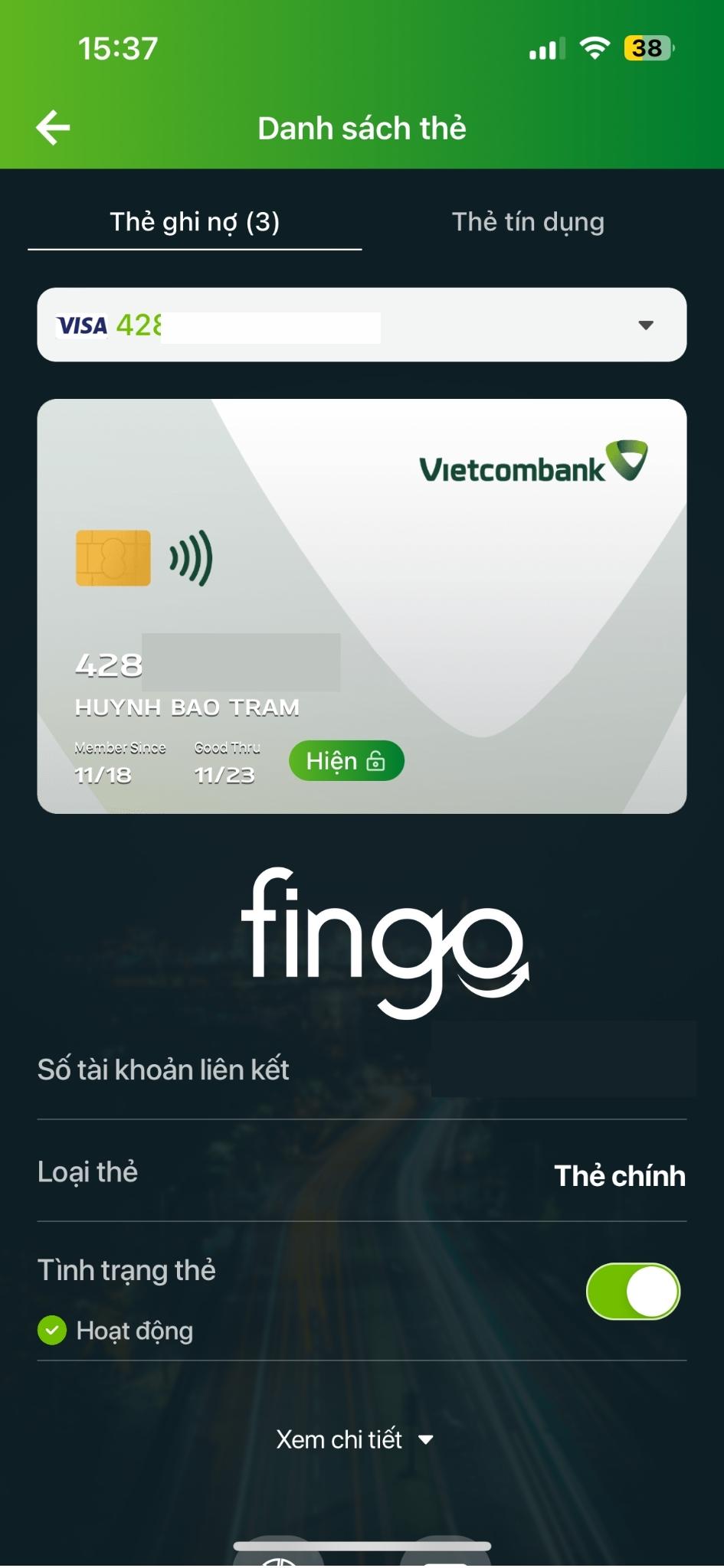 Cách xem ngày phát hành thẻ Vietcombank bước 3