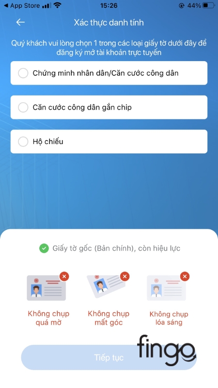 Chụp ảnh giấy tờ tùy thân và xác thực khuôn mặt