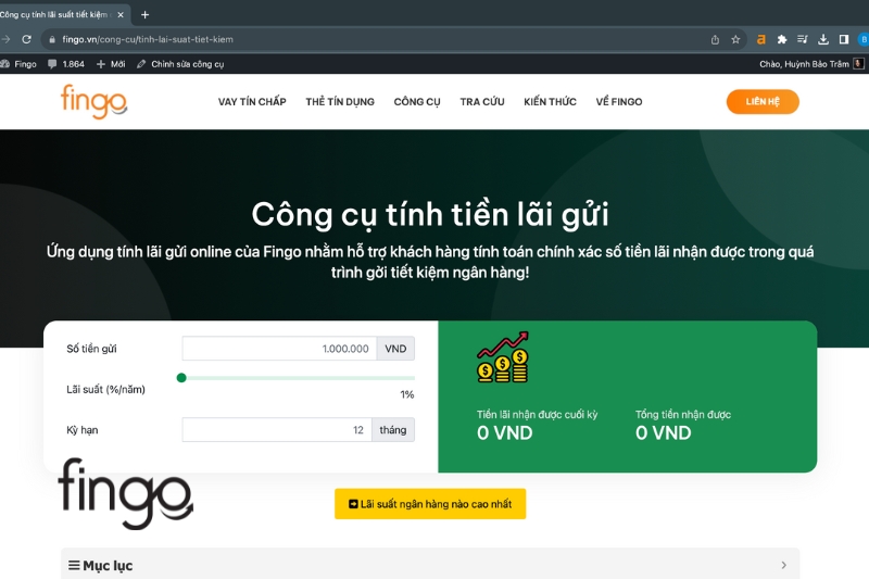 Cách tính lãi suất ngân hàng bước 1