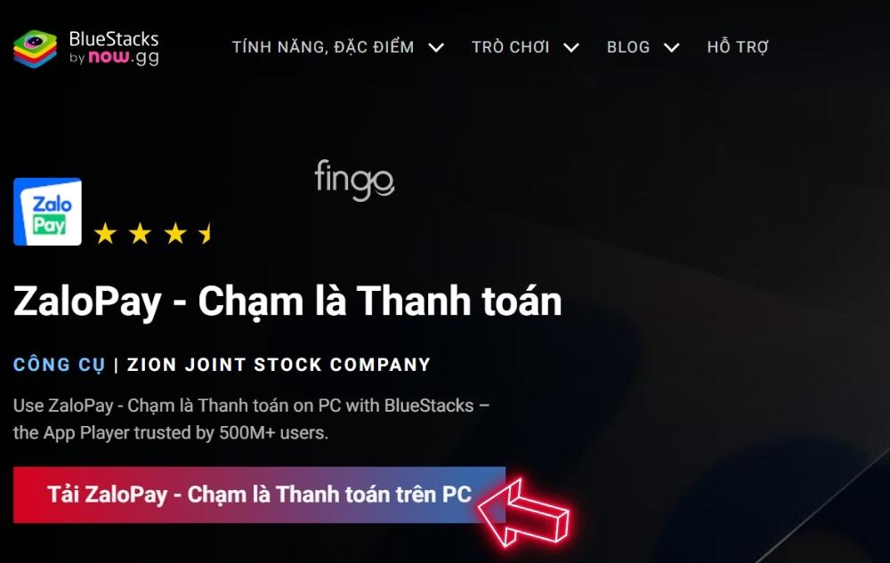Chọn tải ZaloPay - Chạm là thanh toán trên PC
