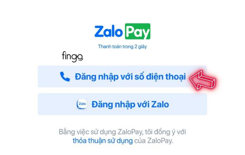 Đăng nhập ZaloPay với số điện thoại