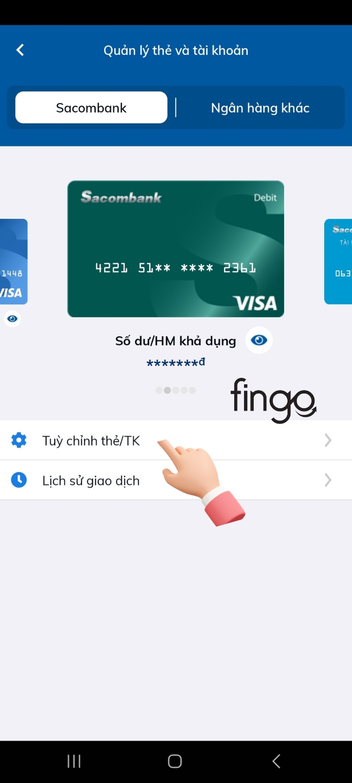 Chọn "Tùy chỉnh thẻ/TK"