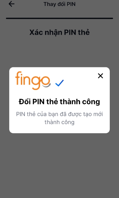 Màn hình lúc này hiển thị thông báo đổi mã PIN thẻ ATM VIB thành công