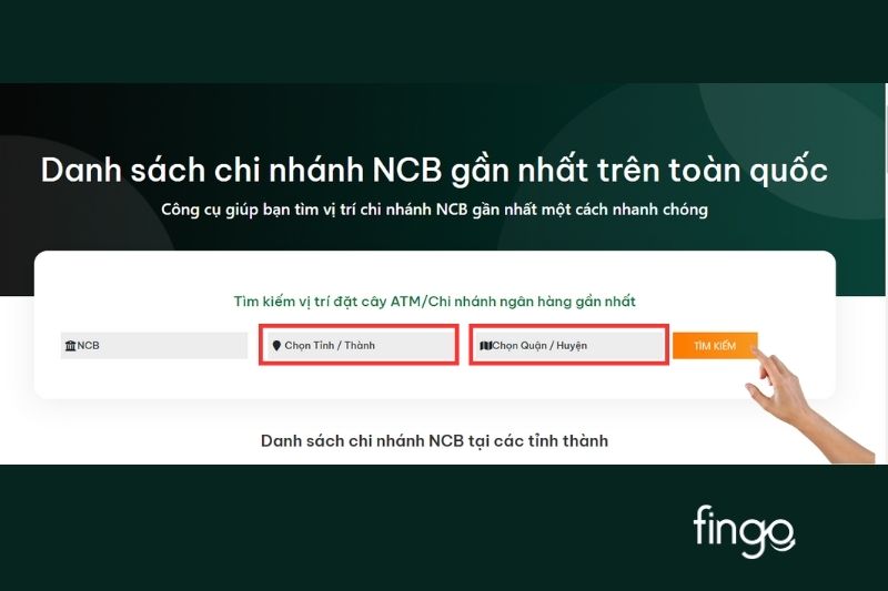 Chọn "Tỉnh/ Thành" và "Quận/Huyện" để tìm số tổng đài của chi nhánh mà bạn cần liên hệ