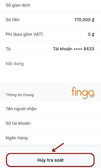 Chọn Hủy tra soát