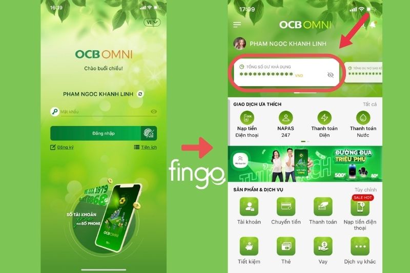 Các bước kiểm tra số dư tài khoản OCB qua OCB OMNI