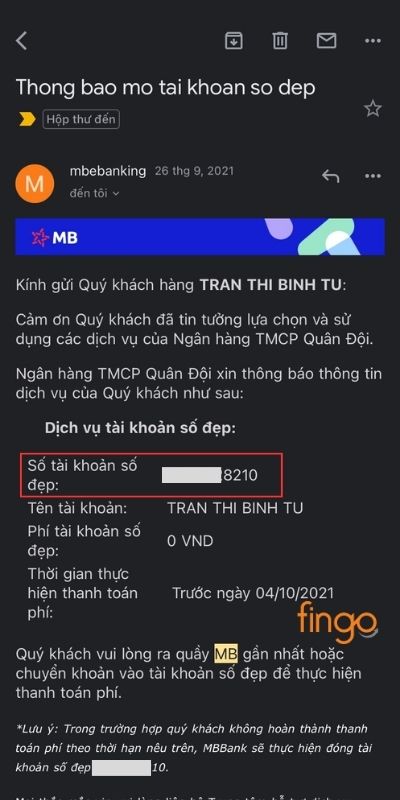 Các email đầu tiên sẽ có chứa các thông tin cơ bản của tài khoản