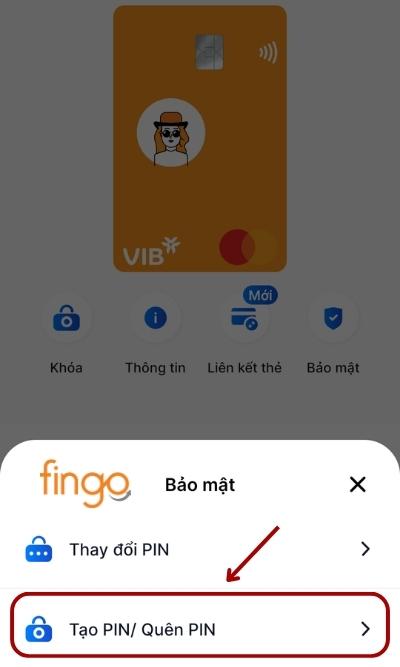 Chọn Đặt/quên PIN khi popup xuất hiện