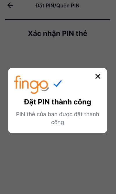 Màn hình lúc này hiển thị thông báo đặt mã PIN mới thành công.