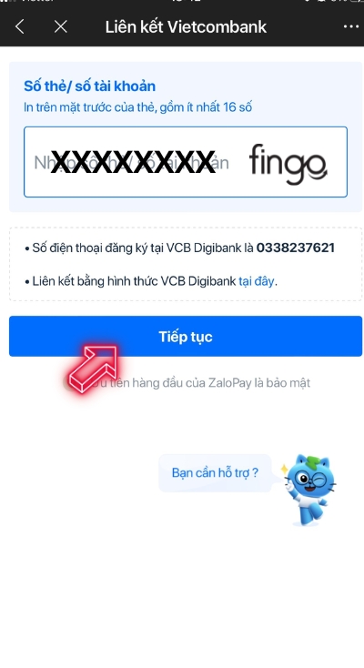 Nhập thông tin thẻ để liên kết