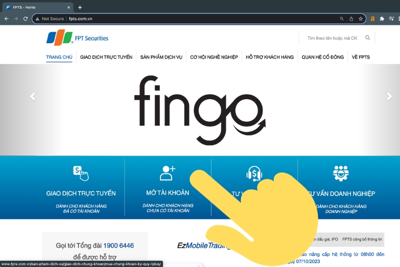 Cách mở tài khoản chứng khoán FPTS bước 1