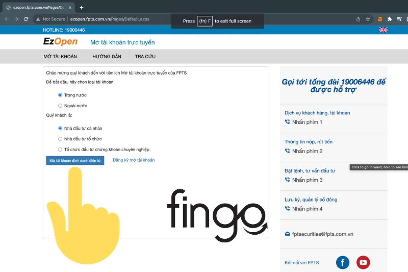 Cách mở tài khoản chứng khoán FPTS bước 2