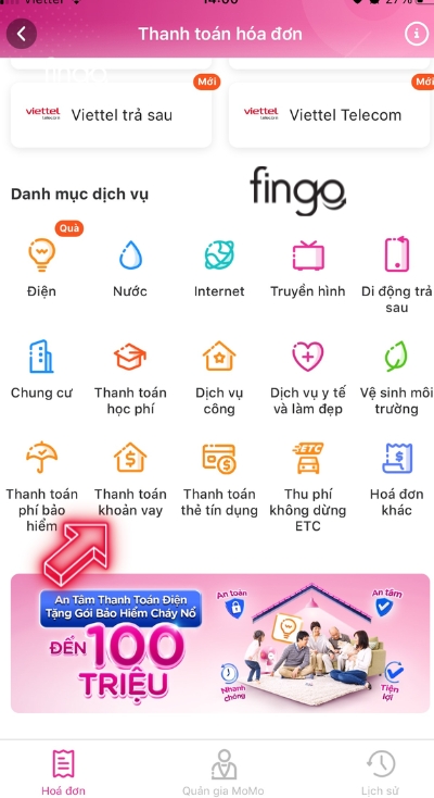 Chọn mục thanh toán khoản vay