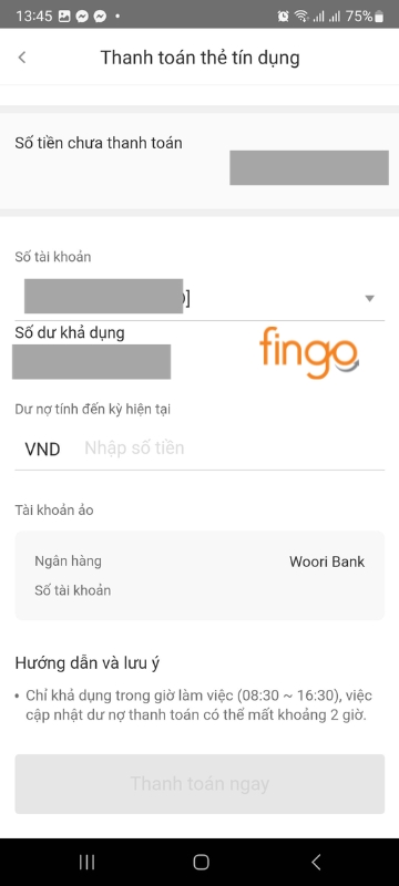Nhập thông tin và thực hiện thanh toán.