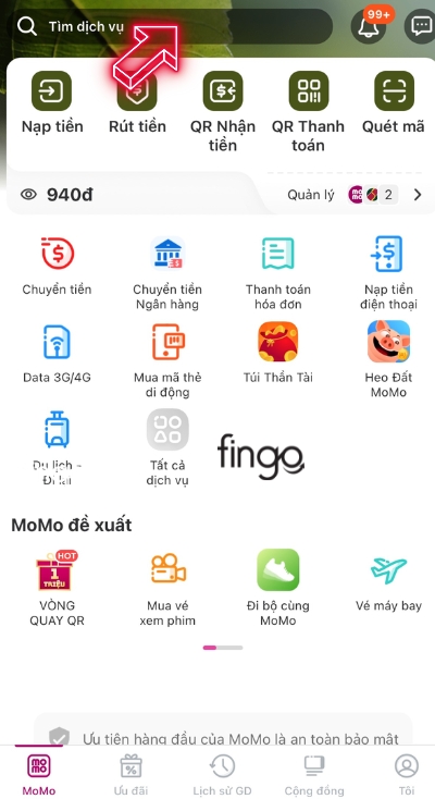 Nhấn chọn thanh tìm kiếm