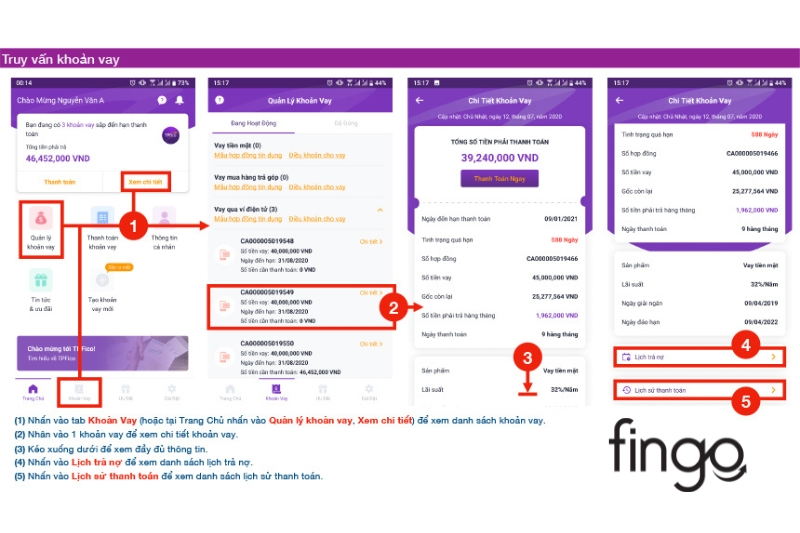 Tra cứu khoản quay TPFico Mobile