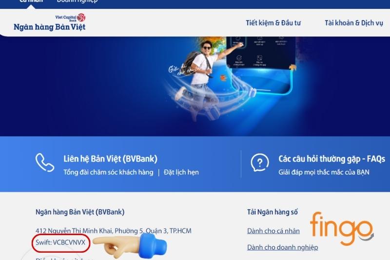 Tra cứu mã Swift Bản Việt trên website 