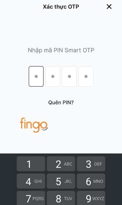 Nhập mã PIN để Xác thực thông tin