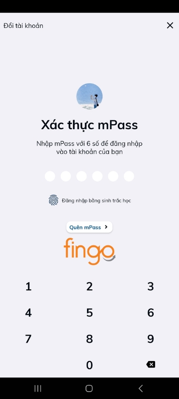 Nhập mPass để đăng nhập.