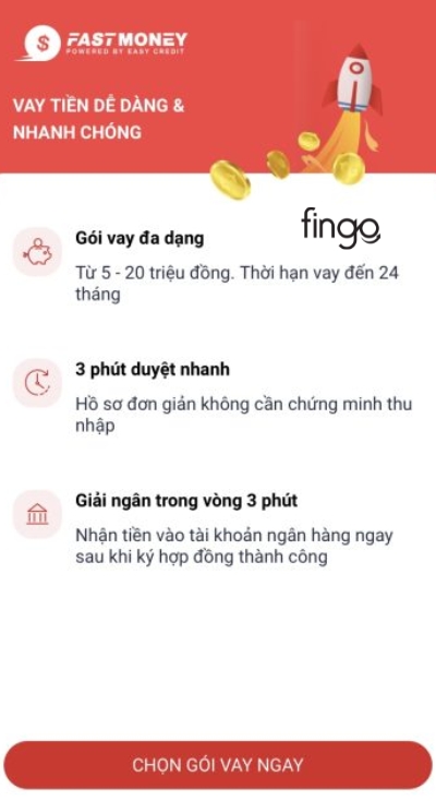 Nhấn chọn gói vay ngay
