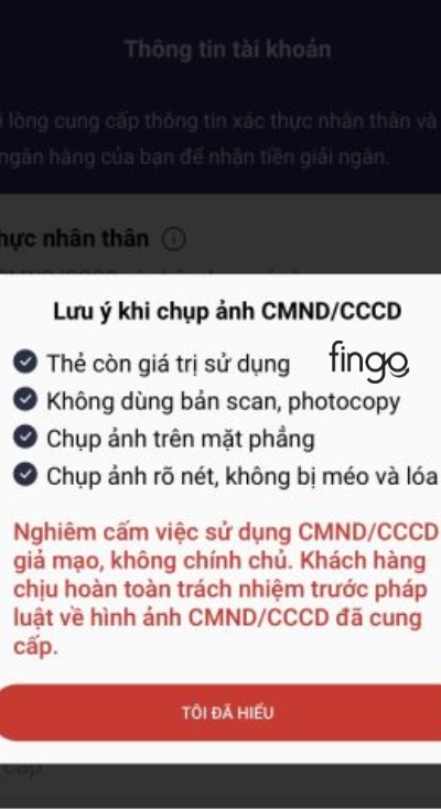 Sau khi đã đọc điều khoản thì nhấn chọn Tôi đã hiểu