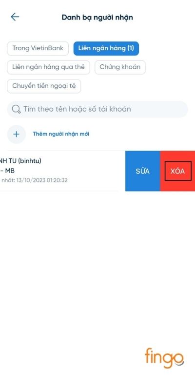 Bấm Xóa