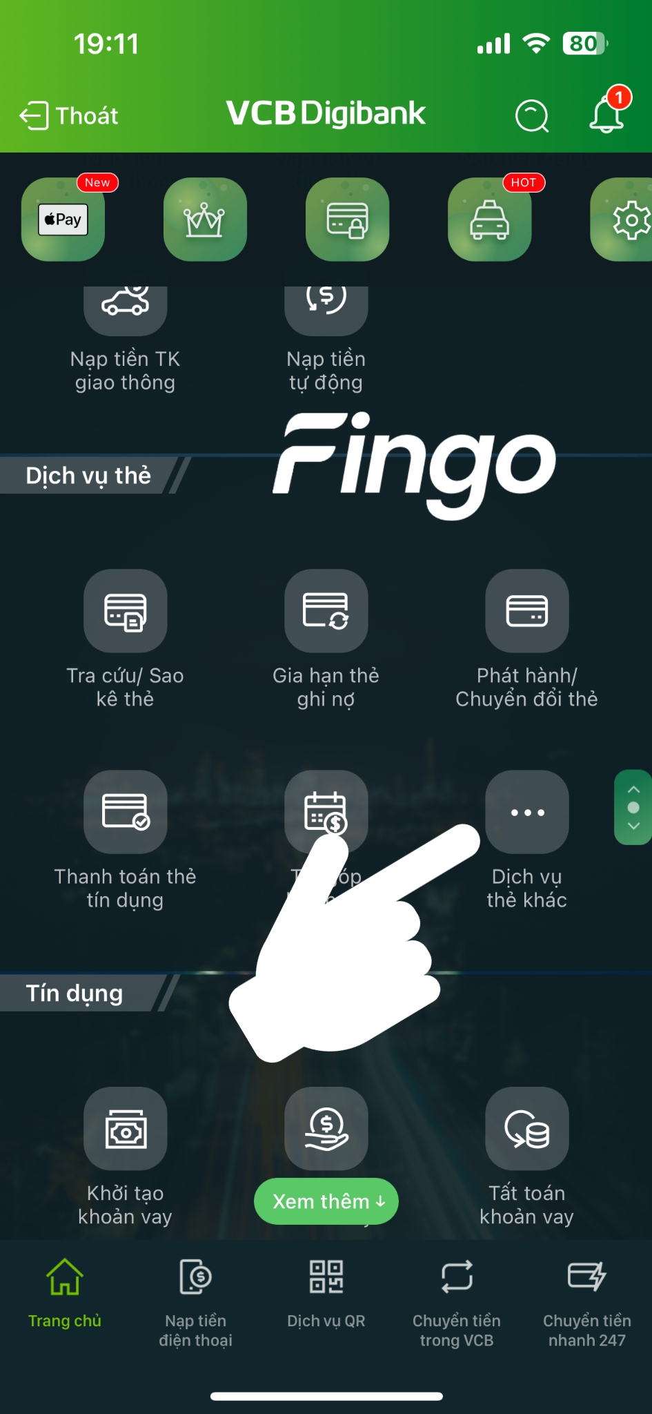Cách kích hoạt thẻ tín dụng Vietcombank bước 1