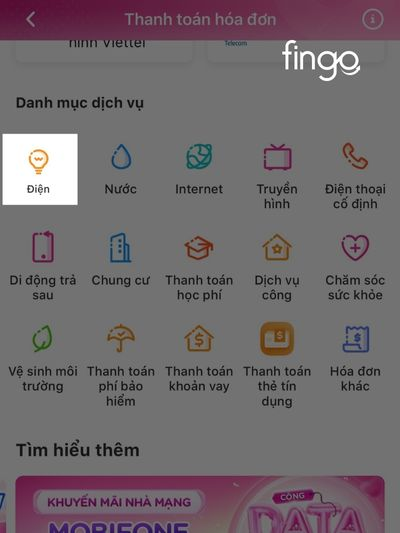 Đăng nhập chọn dịch vụ điện