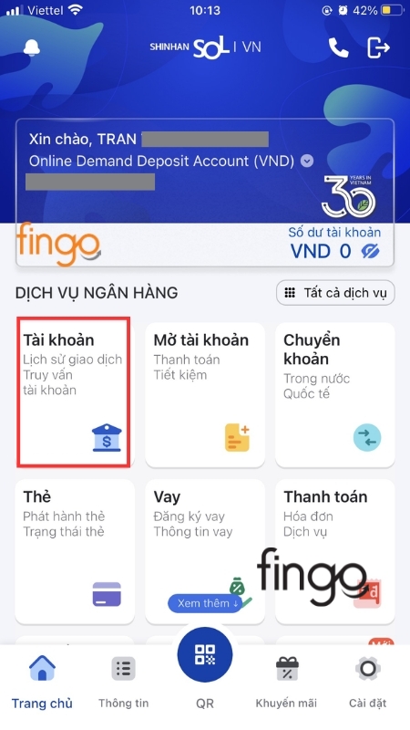 Đăng nhập vào ứng dụng để tra cứu mã giao dịch Shinhan Bank
