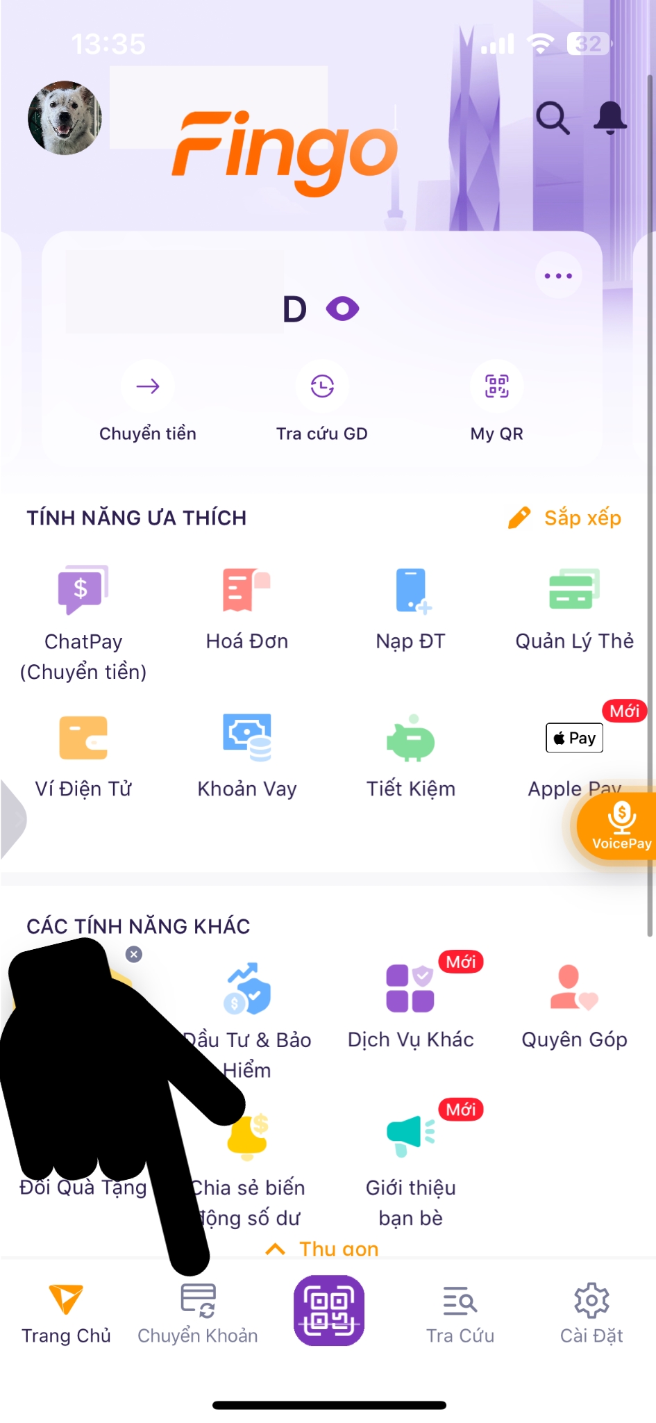 Cách chuyển tiền trong TPBank bước 1