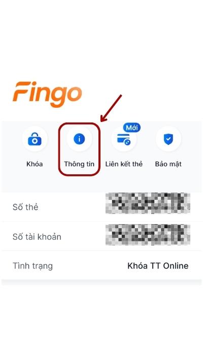 Tại màn hình chi tiết, khách hàng chọn mục thông tin để xem thông tin chi tiết của thẻ tín dụng.