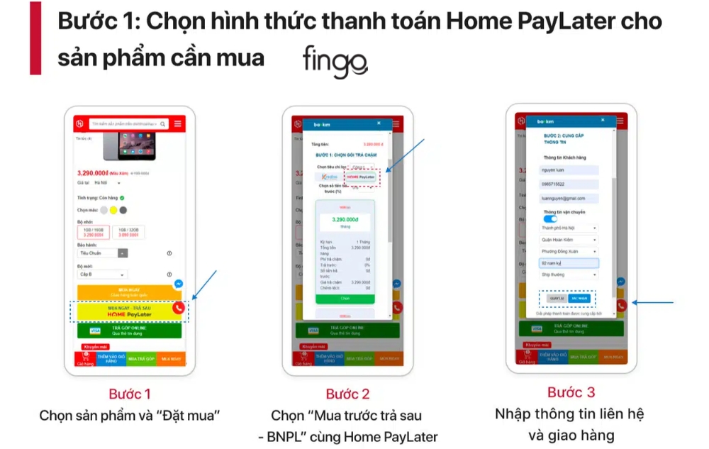 Chọn hình thức thanh toán homepaylater