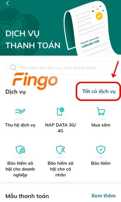 Tại màn hình Dịch vụ, chọn Tất cả dịch vụ