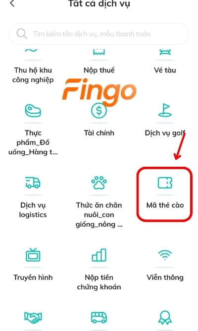 Chọn mục Mã thẻ cào