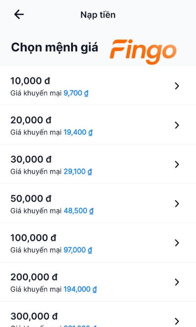 Chọn mệnh giá mà khách hàng mong muốn 
