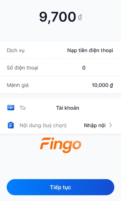 Màn hình lúc này hiển thị thông tin. Chọn Tiếp tục