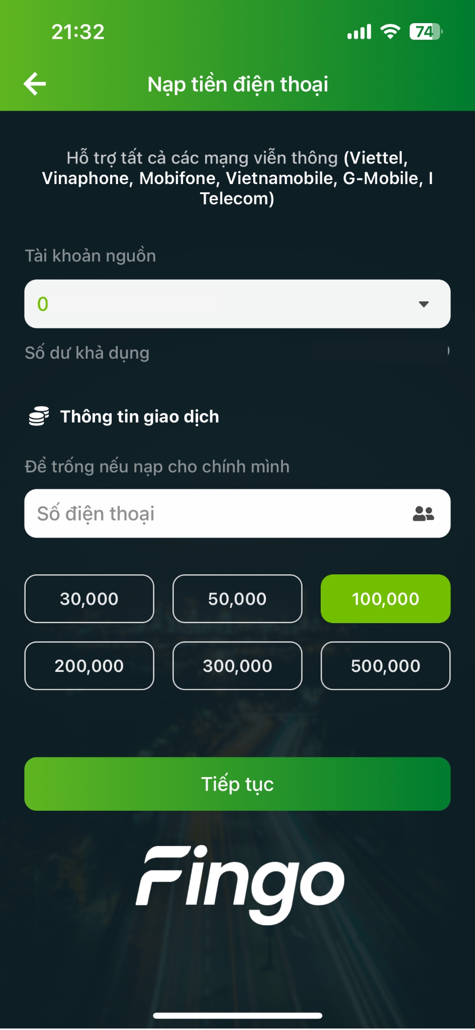 Cách nạp tiền điện thoại qua Vietcombank bước 2