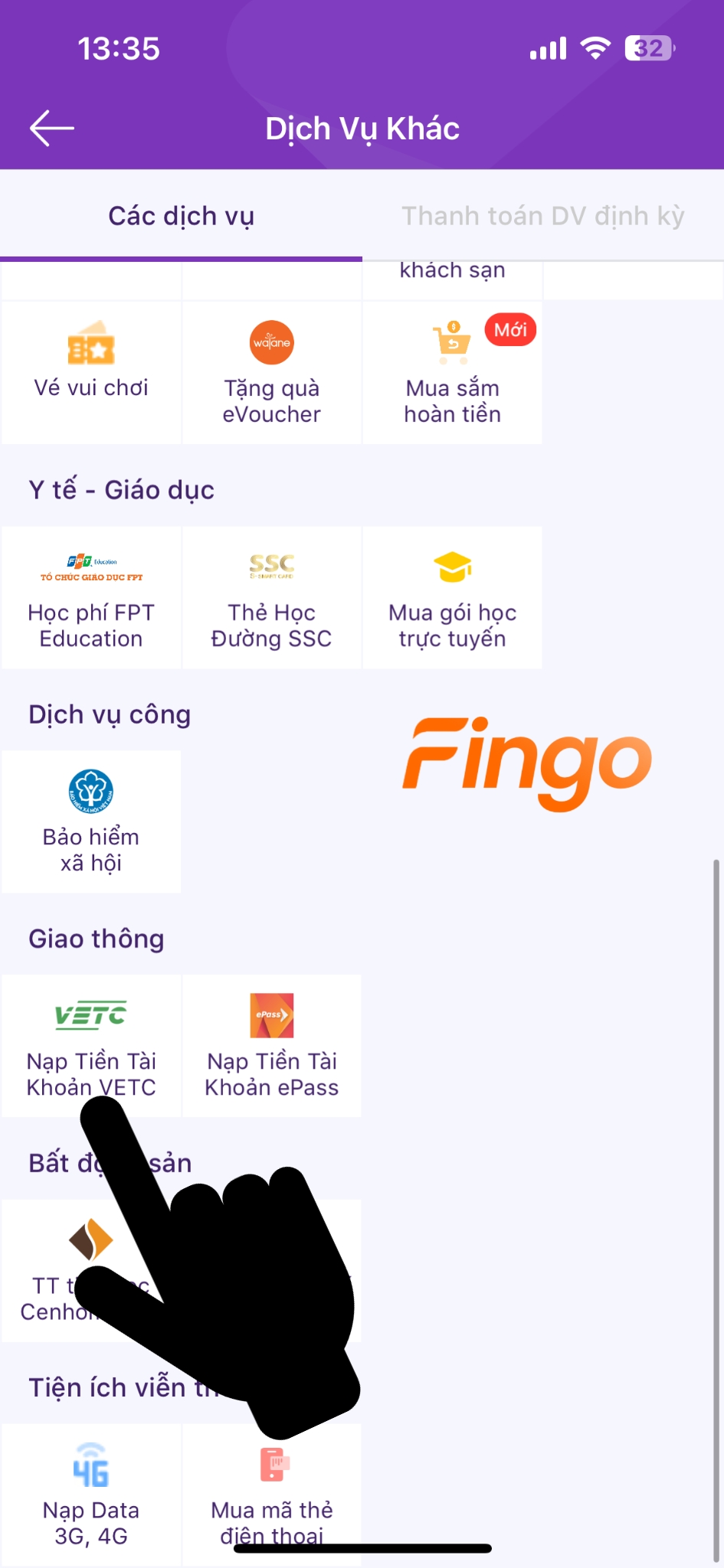 Cách nạp tiền VETC qua TPBank bước 2