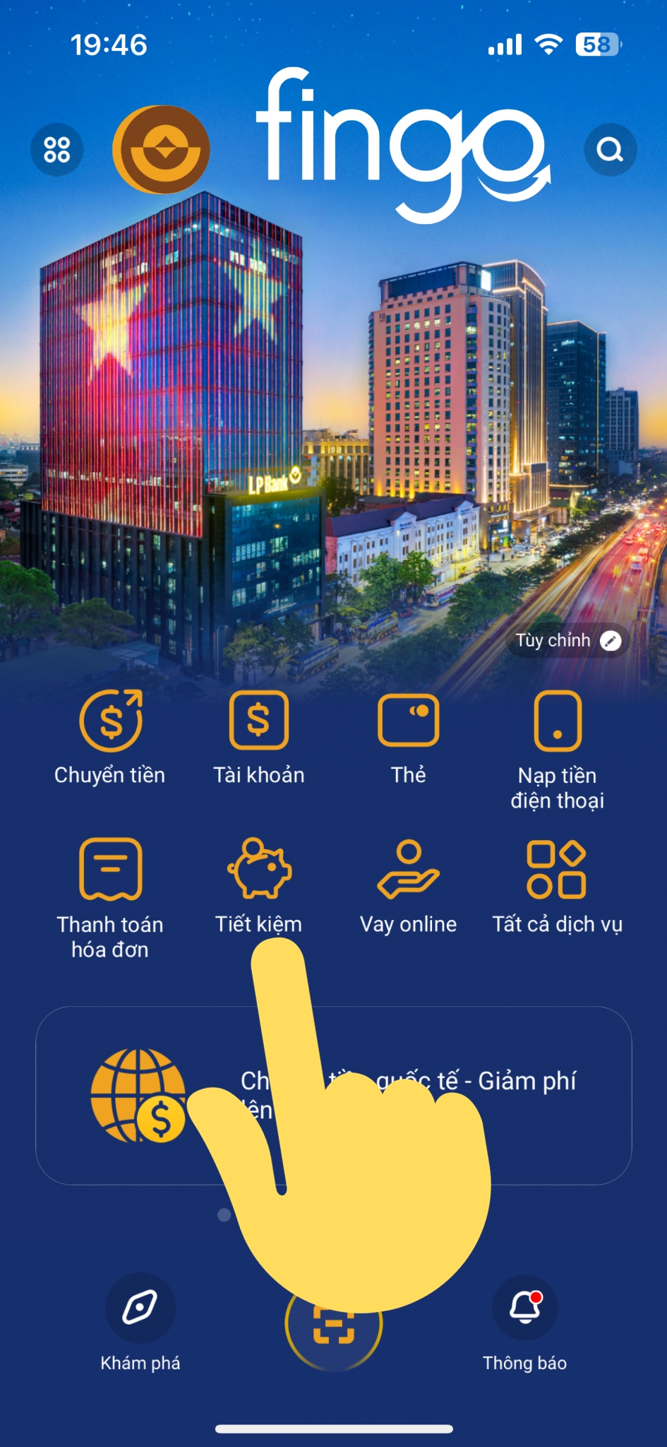 Cách rút tiền tiết kiệm online LienVietPostBank bước 1