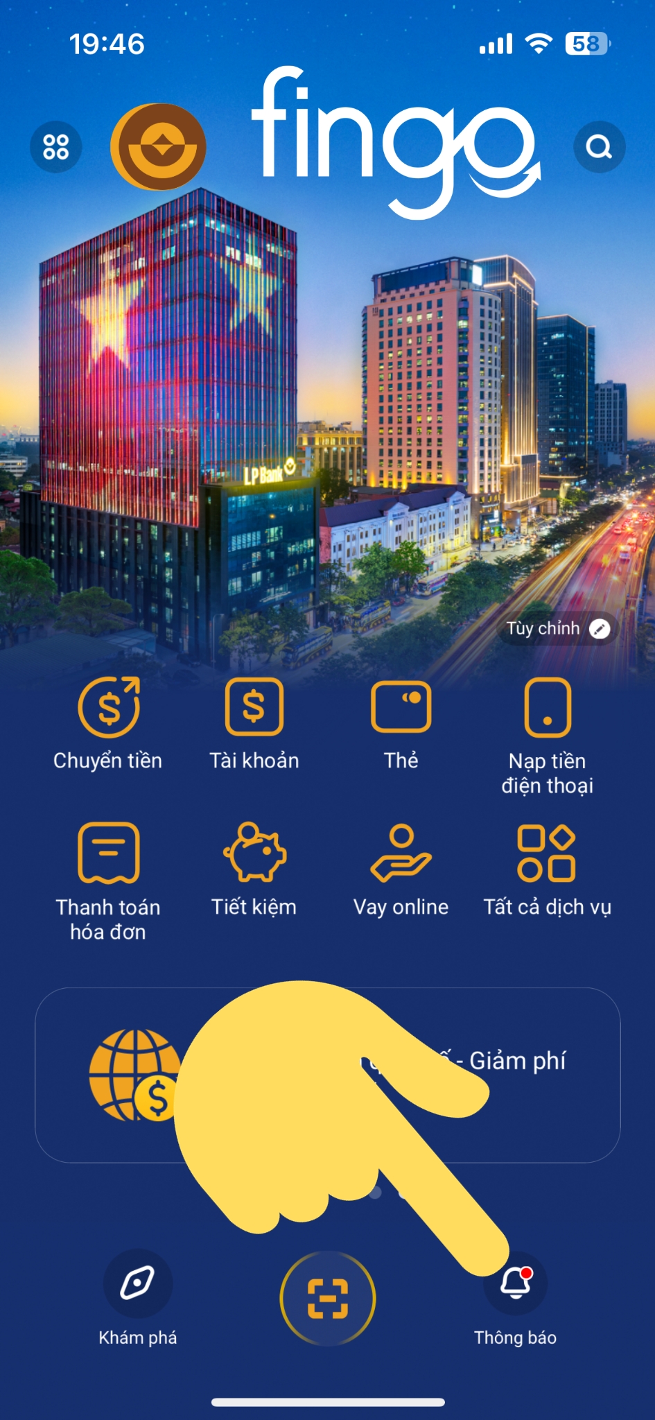 Cách xóa lịch sử giao dịch LPBank bước 1