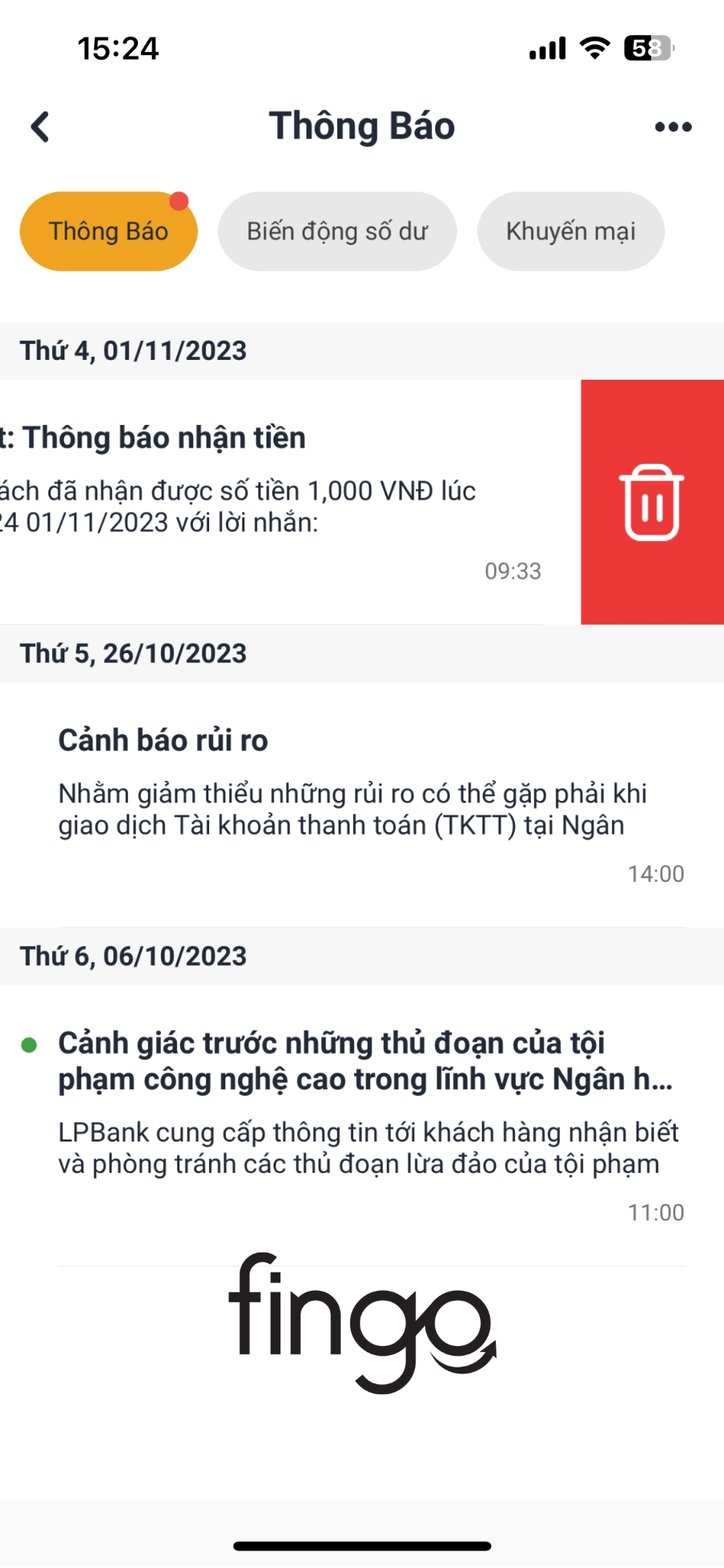 Cách xóa lịch sử giao dịch LPBank bước 3