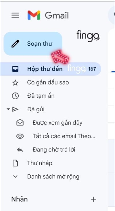 Nhấn chọn mục soạn thư trên email