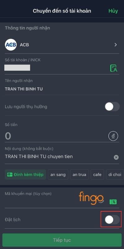 Mở khóa tính năng Đặt lịch